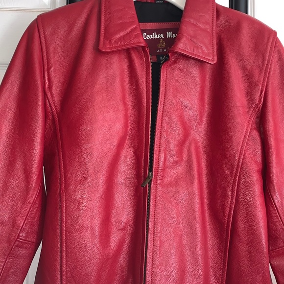 Red Leather Jacket SZ S - Picture 1 of 3
